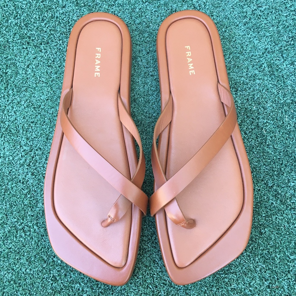 New Frame Denim Le Montauk Sandal Leather Tobacco Tan 38 - Picture 11 of 13